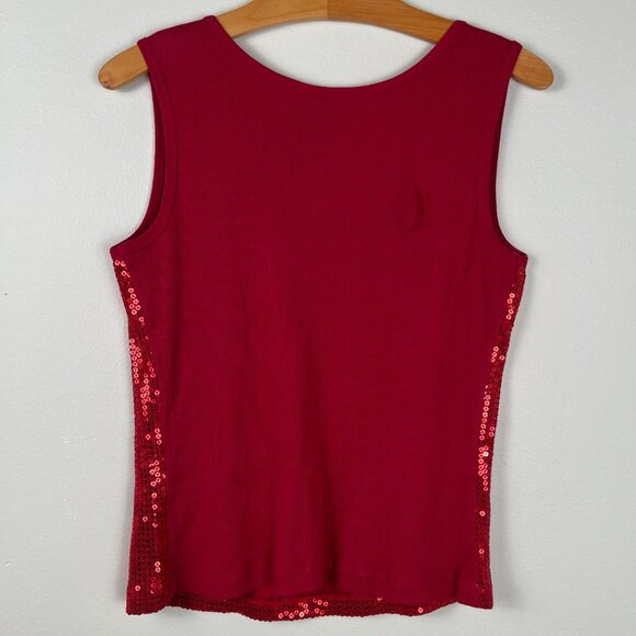 Bisou Bisou Women's Red sequin and ribbed back sleeveless top - Picture 3 of 4